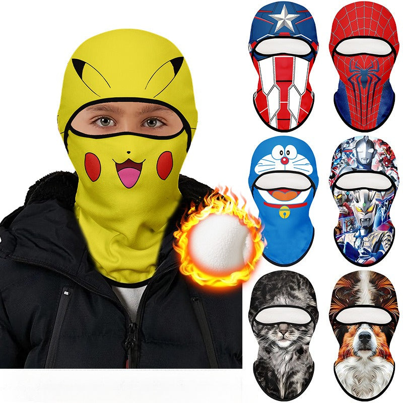 Cycling Windproof Hood Autumn and Winter Children's Fleece Warm Windproof Cold