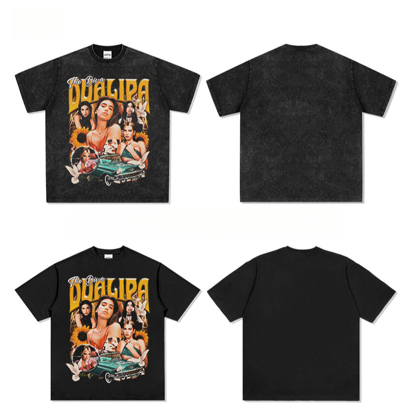 New york hip hop shop vintage hip hop dua lipa print short sleeve t-shirt