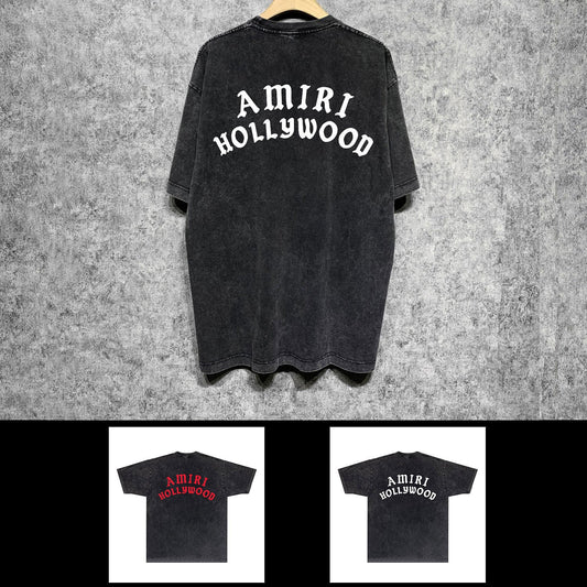 Amiri washed t-shirt hollywood pure letter short sleeves