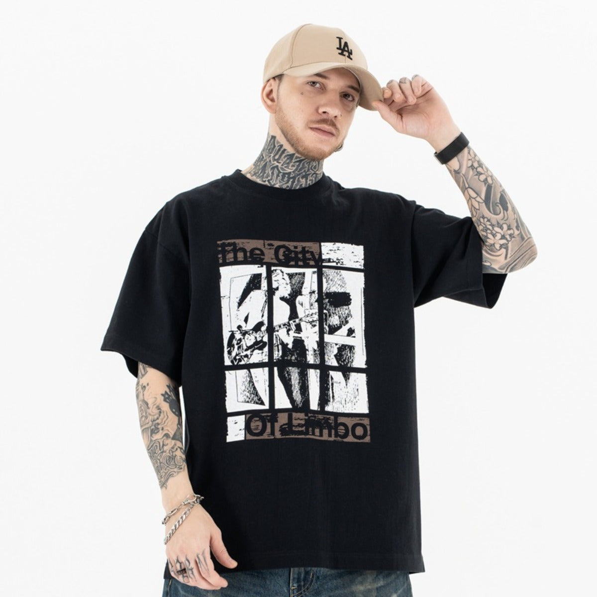 Vintage College Shirts Summer Flash Print Casual Loose Short Sleeve T-Shirt