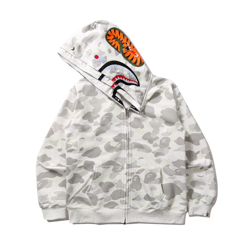 Ape Hoodie Luminous Camouflage Spotted Shark Double Hooded Zip Sweater