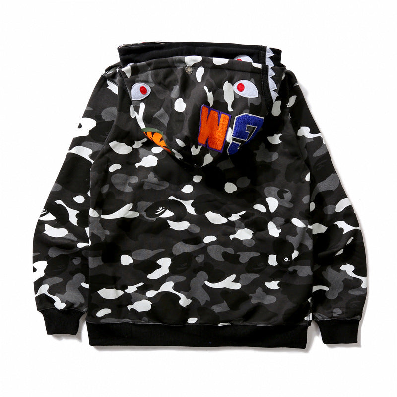 Ape Hoodie Luminous Camouflage Spotted Shark Double Hooded Zip Sweater