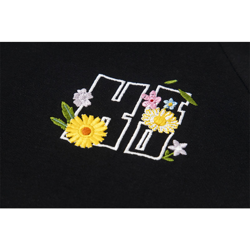 Casual Street Wear Floral Letter Embroidered Vintage Short Sleeve T-Shirt