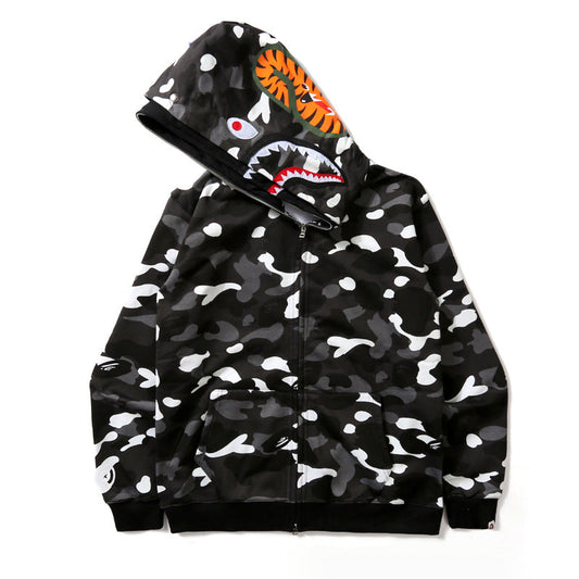 Ape Hoodie Luminous Camouflage Spotted Shark Double Hooded Zip Sweater