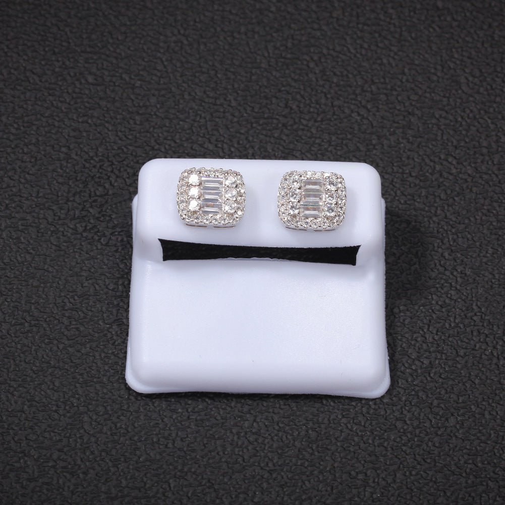 Earrings Zircon Square Earrings Spectrum