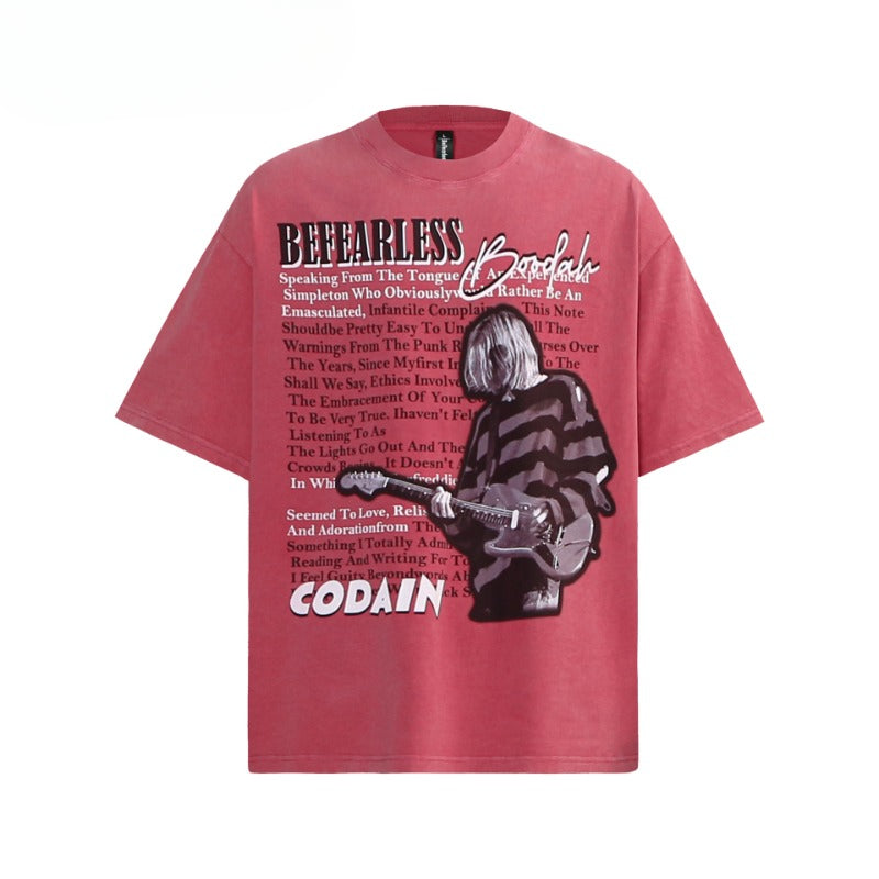 80s And 90s Vintage T Shirts Washing Water Old Rocker Short Sleeve T-Shirts