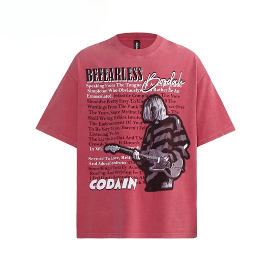 80s And 90s Vintage T Shirts Washing Water Old Rocker Short Sleeve T-Shirts