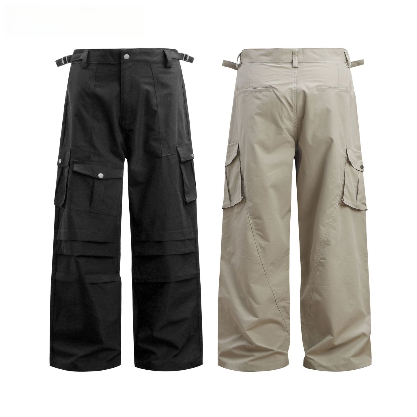 Hip Hop Pants For Boys Vintage Multi-Pocket Quick-Drying Overalls Loose Straight Casual Pants