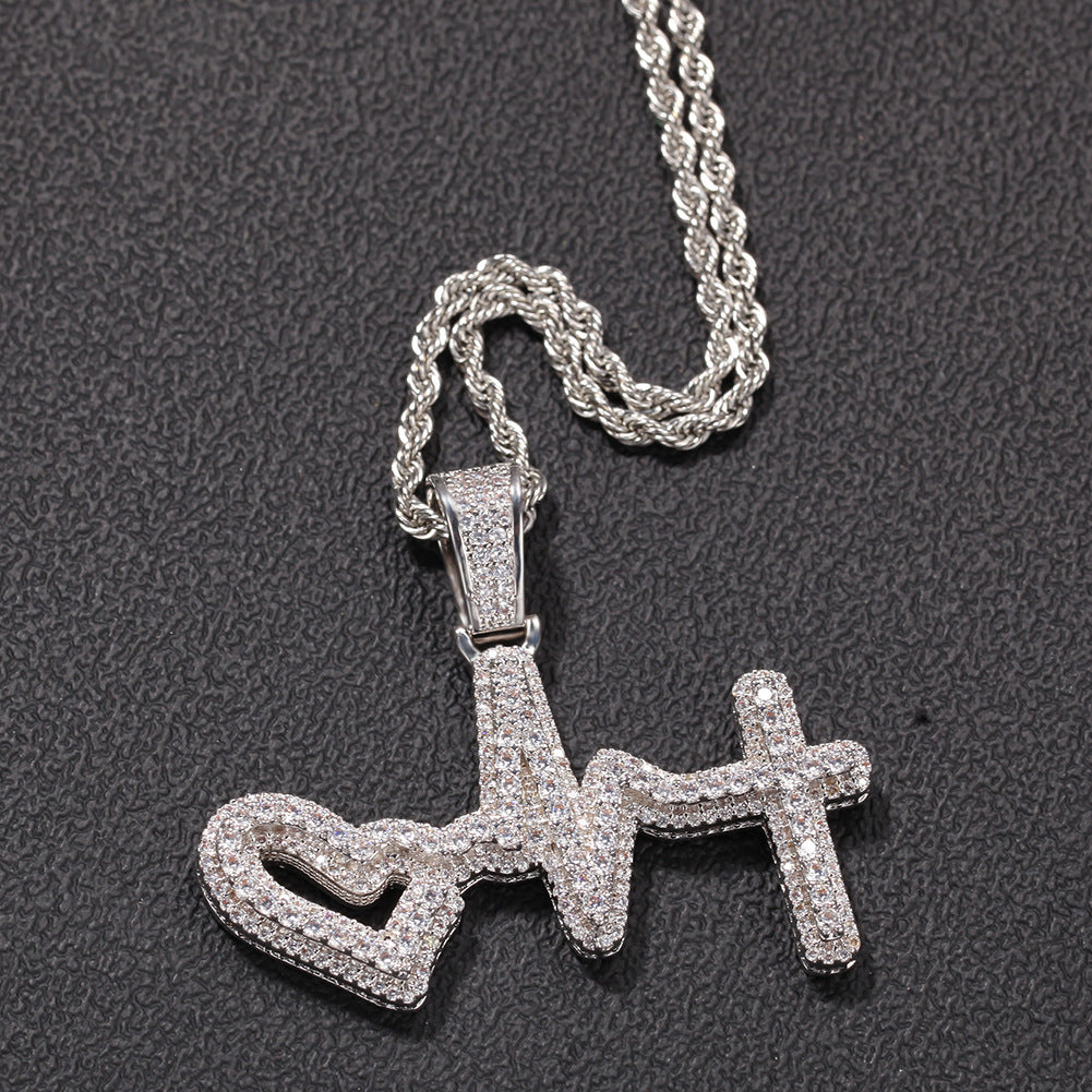 Jewelry Layer Stereo ECG Pendant Copper Inlaid Zircon St. Valentine's Spectrum Royalty