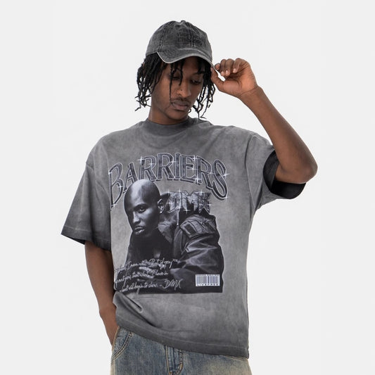 Vintage College Shirts Summer Hip Hop Rapper Print Short Sleeve T-Shirt