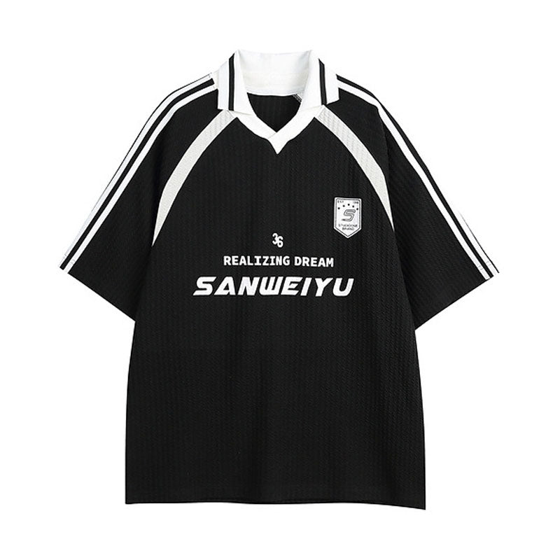Racing oversized t shirt short sleeve polo summer sports casual racing style t-shirt