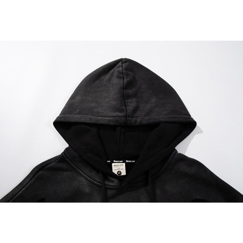 Streetwear Hoodie retro washed old gradual change hooded sweater embroidered hoodie