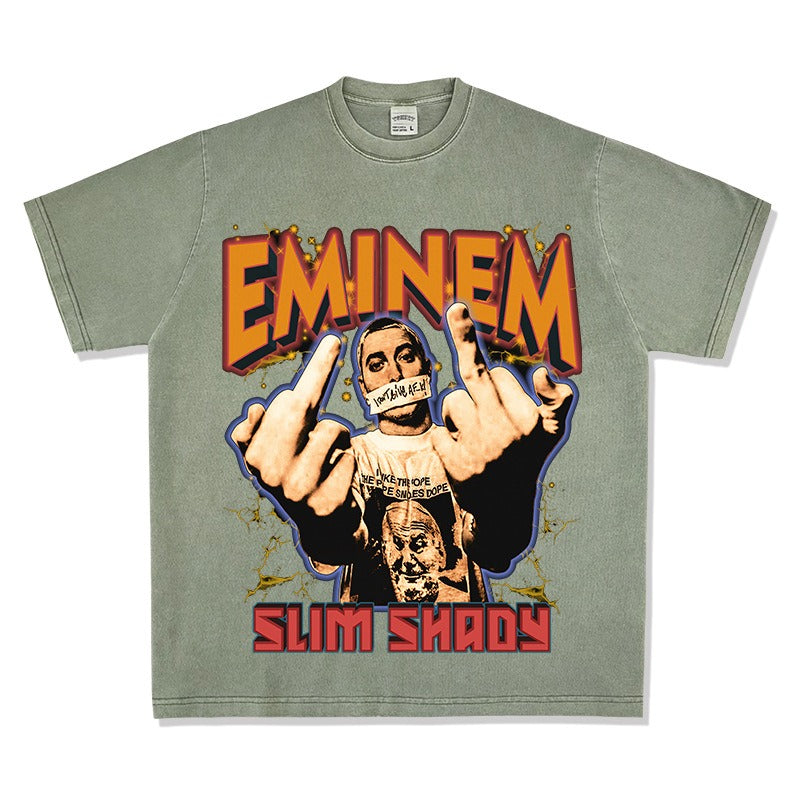 New york hip hop shop vintage hip hop Eminem print short sleeve t-shirt