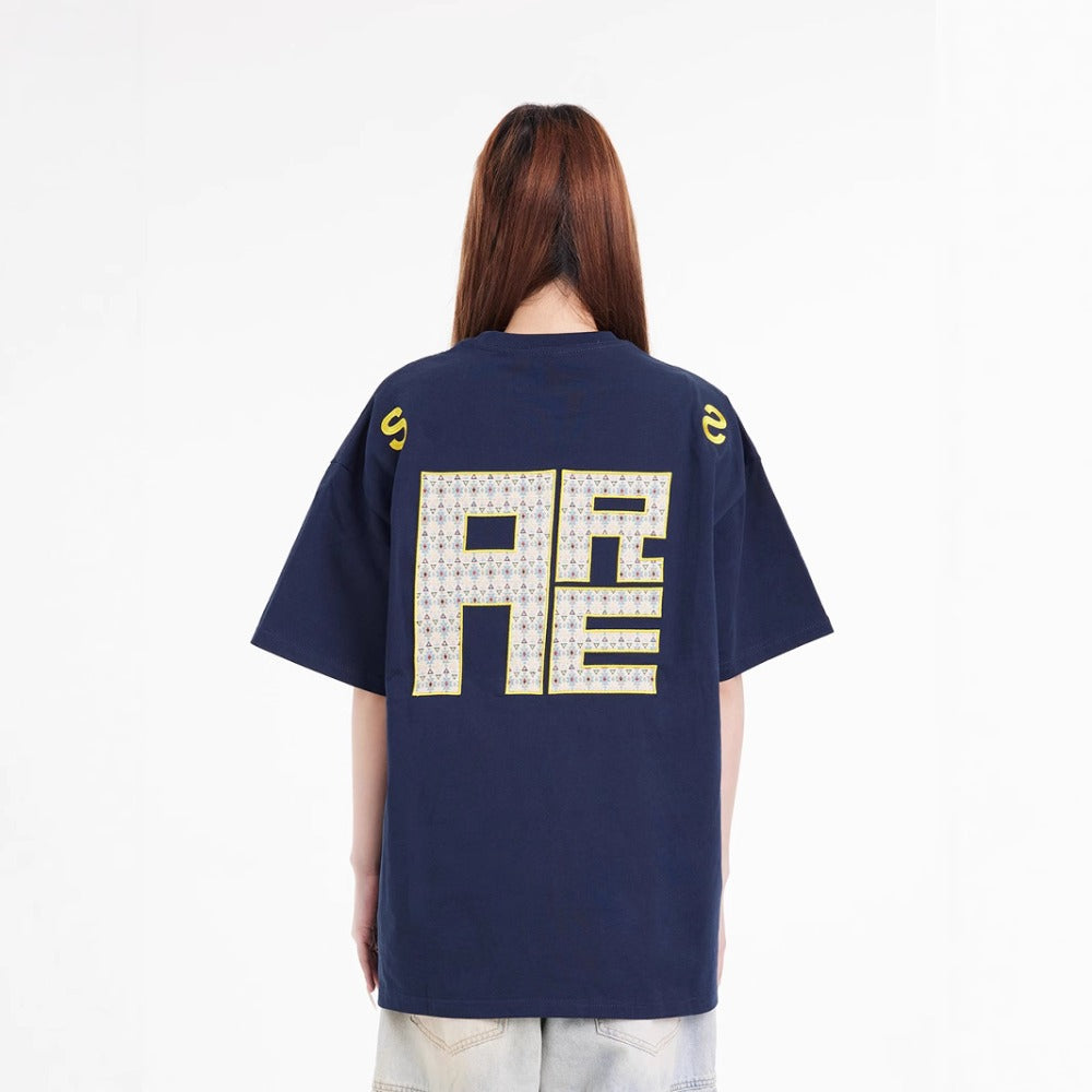 Nostalgia T Shirts Vintage Letter Embroidered Short Sleeve T-Shirt