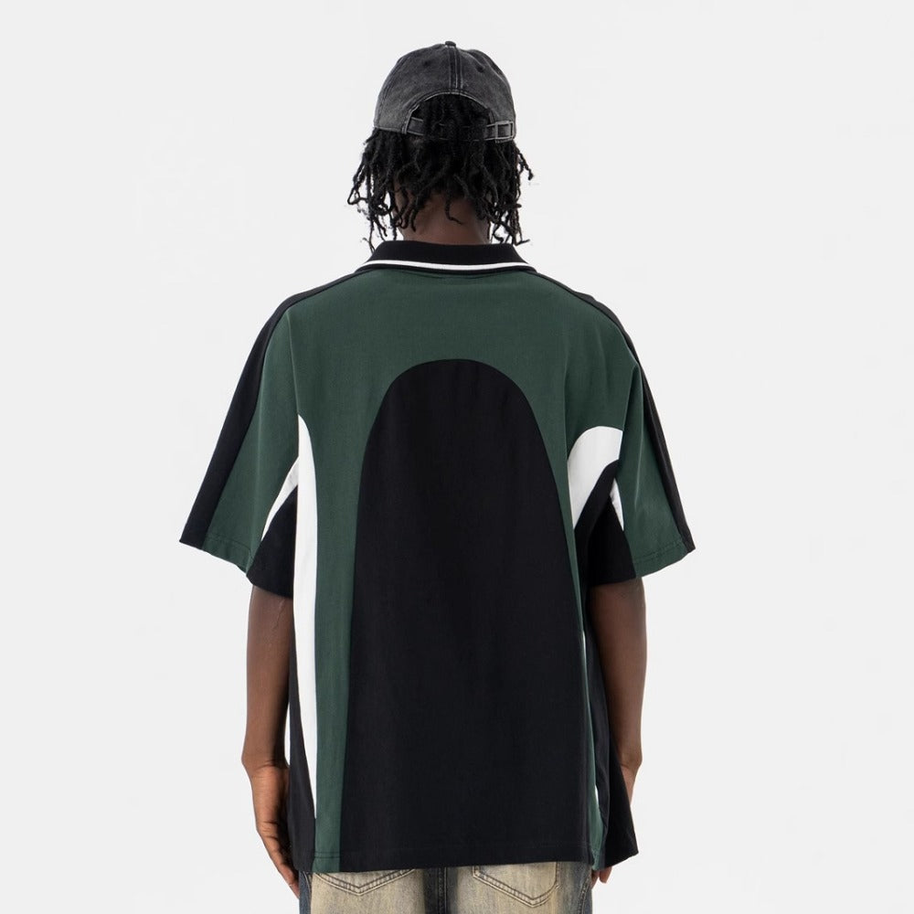 Vic Streetwear Summer Vintage V-Neck Lapel Short Sleeve T-Shirt
