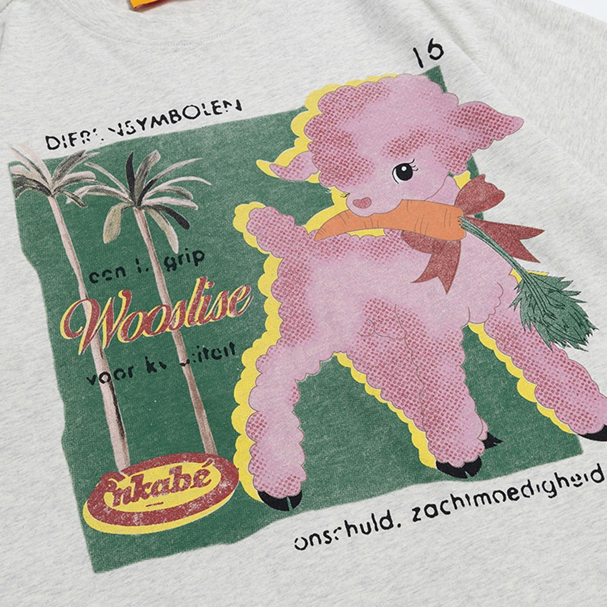 90s West Coast Hip Hop Fashion T Shirts Cute Fun Cartoon Lamb Short Sleeve T-Shirt