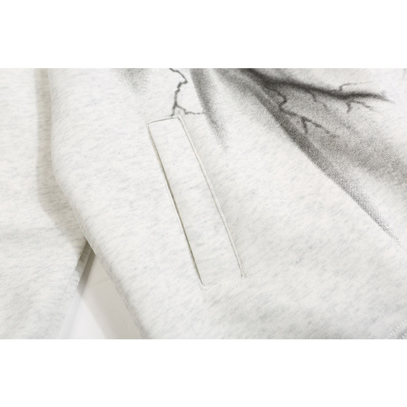 Streetwear Hoodie Hip Hop Graffiti Lightning Alphabet Print Sweater Men
