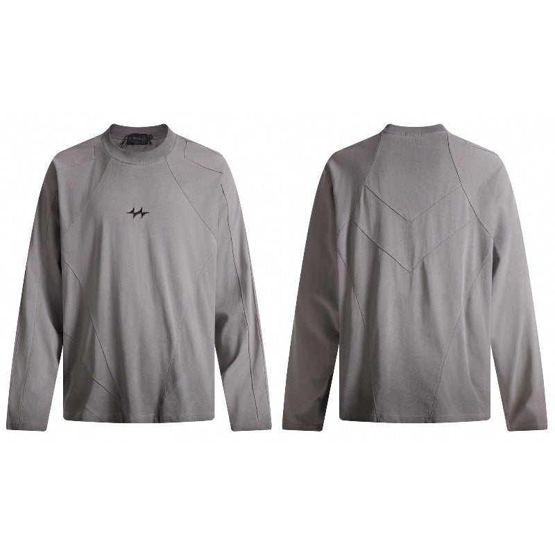 Unisex long-sleeved shirt autumpatchwork raw edge