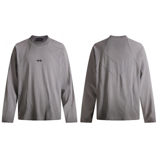 Unisex long-sleeved shirt autumpatchwork raw edge
