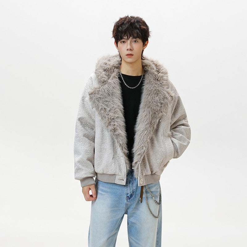 Unisex Down Jacket Winter Fleece Collar Fleece Jacket