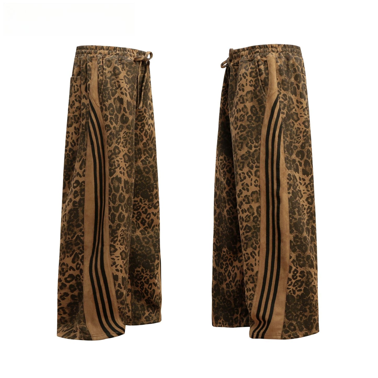 Hip Hop Pants For Boys Vintage Leopard Overalls Casual Loose Straight Pants