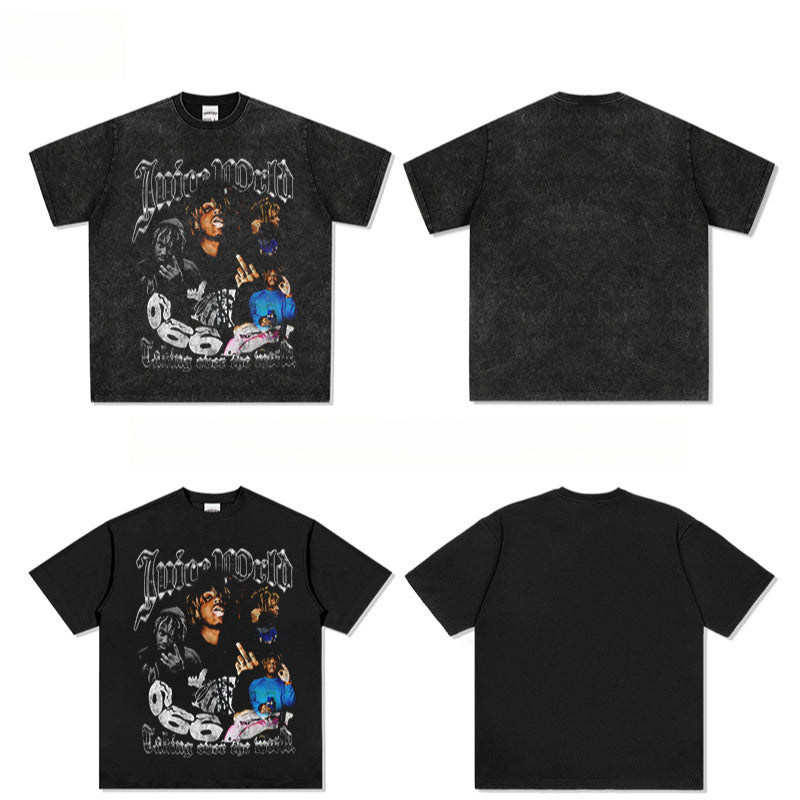 New york hip hop shop bc rap juice wrld print, short sleeve t shirt