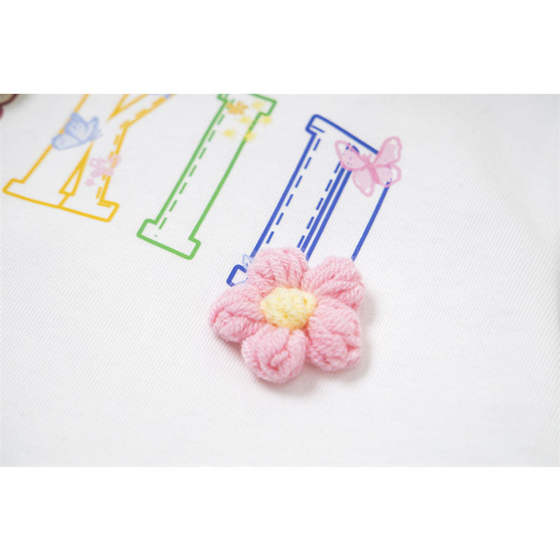 Casual Street Wear Vintage Flower Butterfly Summer Short Sleeve T-Shirt