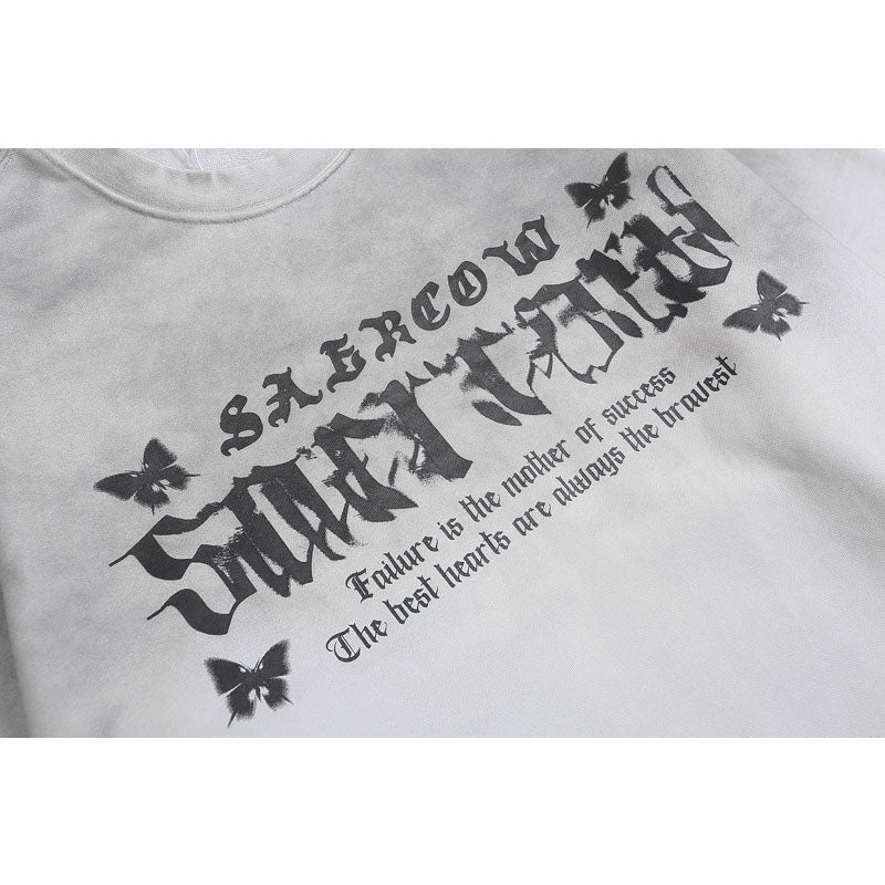 Streetwear Hoodie vintage do dirty gradual change crew neck sweater butterfly print top