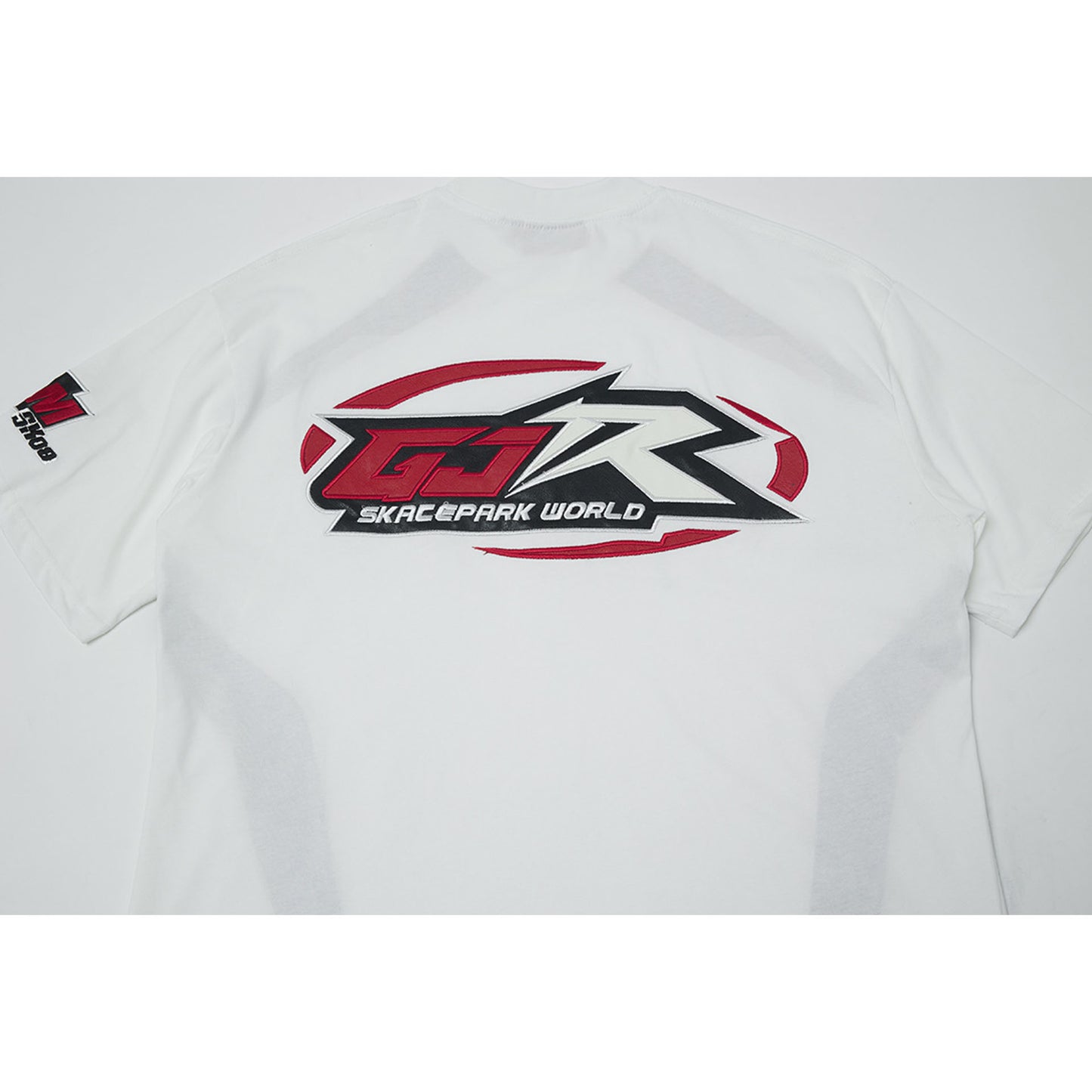 Racing oversized t shirt summer retro locomotive embroidered short sleeve t-shirt