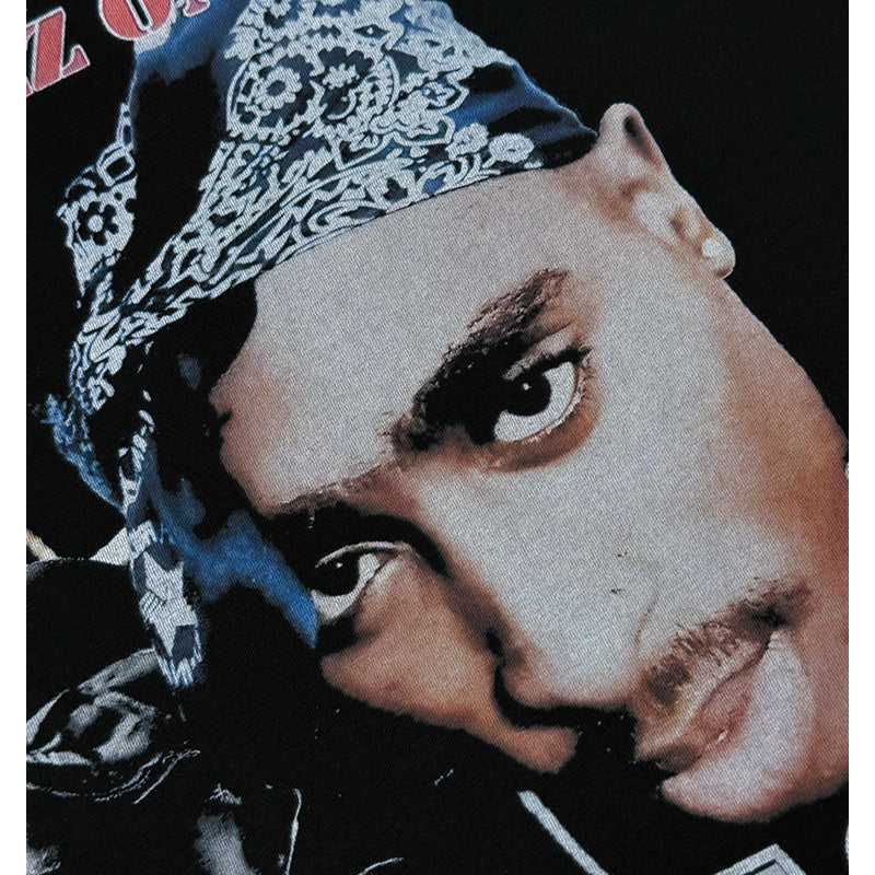 Streetwear masculino vintage hip hop rap tupac print short sleeve t-shirt