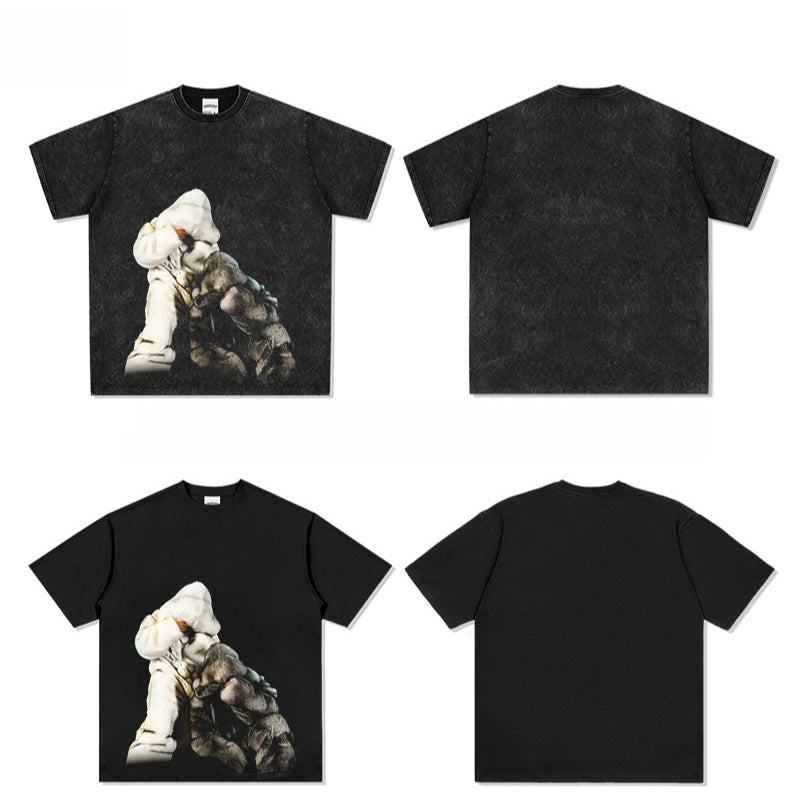 Streetwear masculino vintage hip hop drake drake print short sleeve t-shirt
