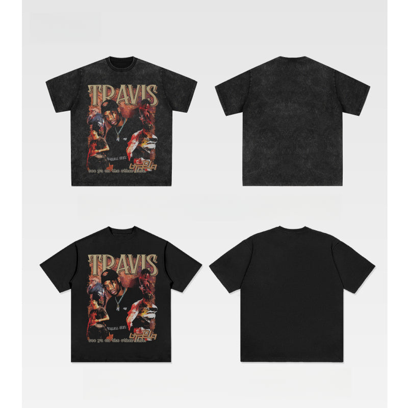 Cool t rapper vintage hip hop Travis print long sleeve short sleeve t-shirt Vintage