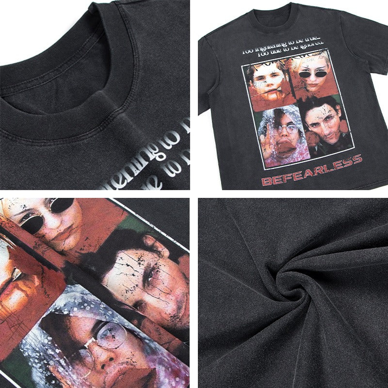 80s And 90s Vintage T Shirts Vintage Washing Water Old Character Short Sleeve T-Shirts