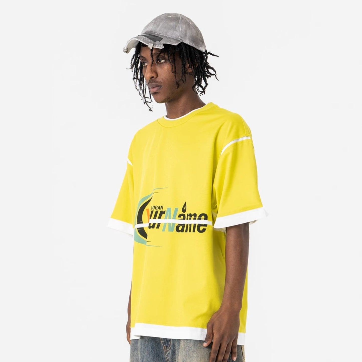 Vic Streetwear Summer Letter Print Short Sleeve T-Shirt Loose