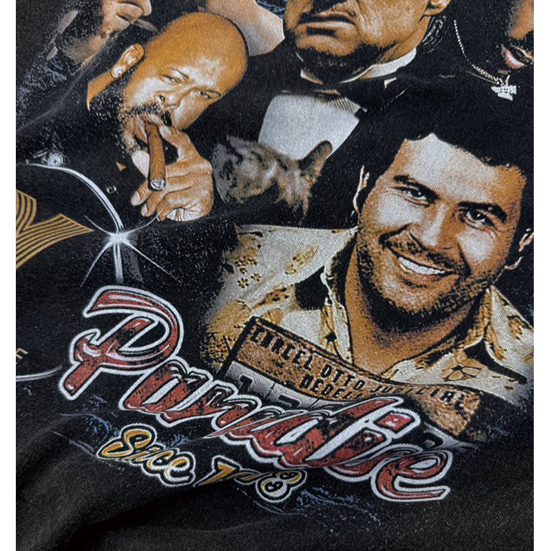 Cool t rapper vintage Godfather print hiphop short sleeve t-shirt