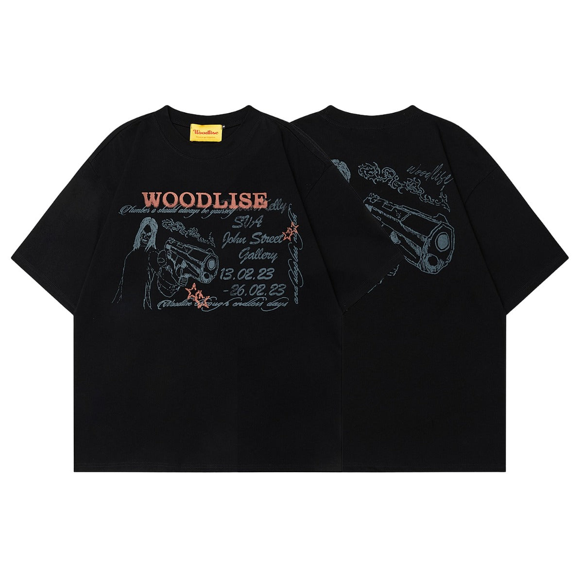 90s West Coast Hip Hop Fashion T-Shirts Summer Double Sided Hand Painted Character Print T-Shirts