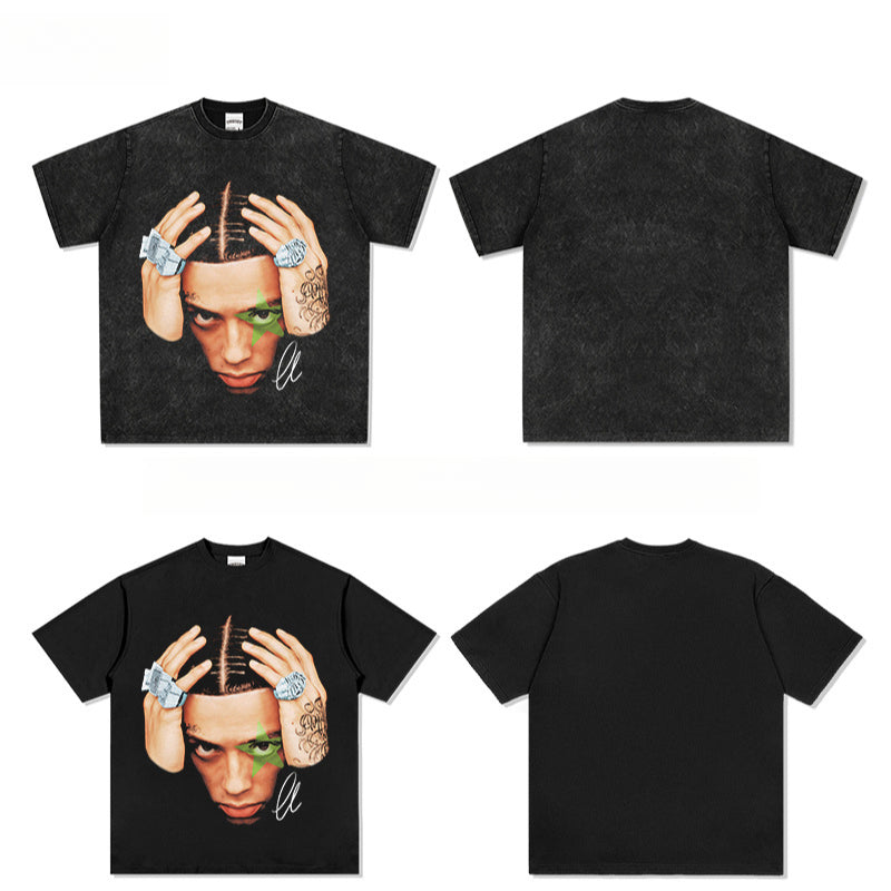 New york hip hop shop vintage hip hop Central Cee Sachushi print short sleeve t-shirt