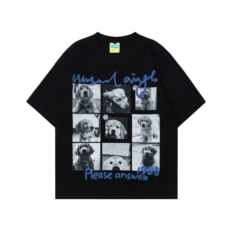 90s West Coast Hip Hop Fashion T Shirts Summer Couple Loose Short Sleeve T-Shirt