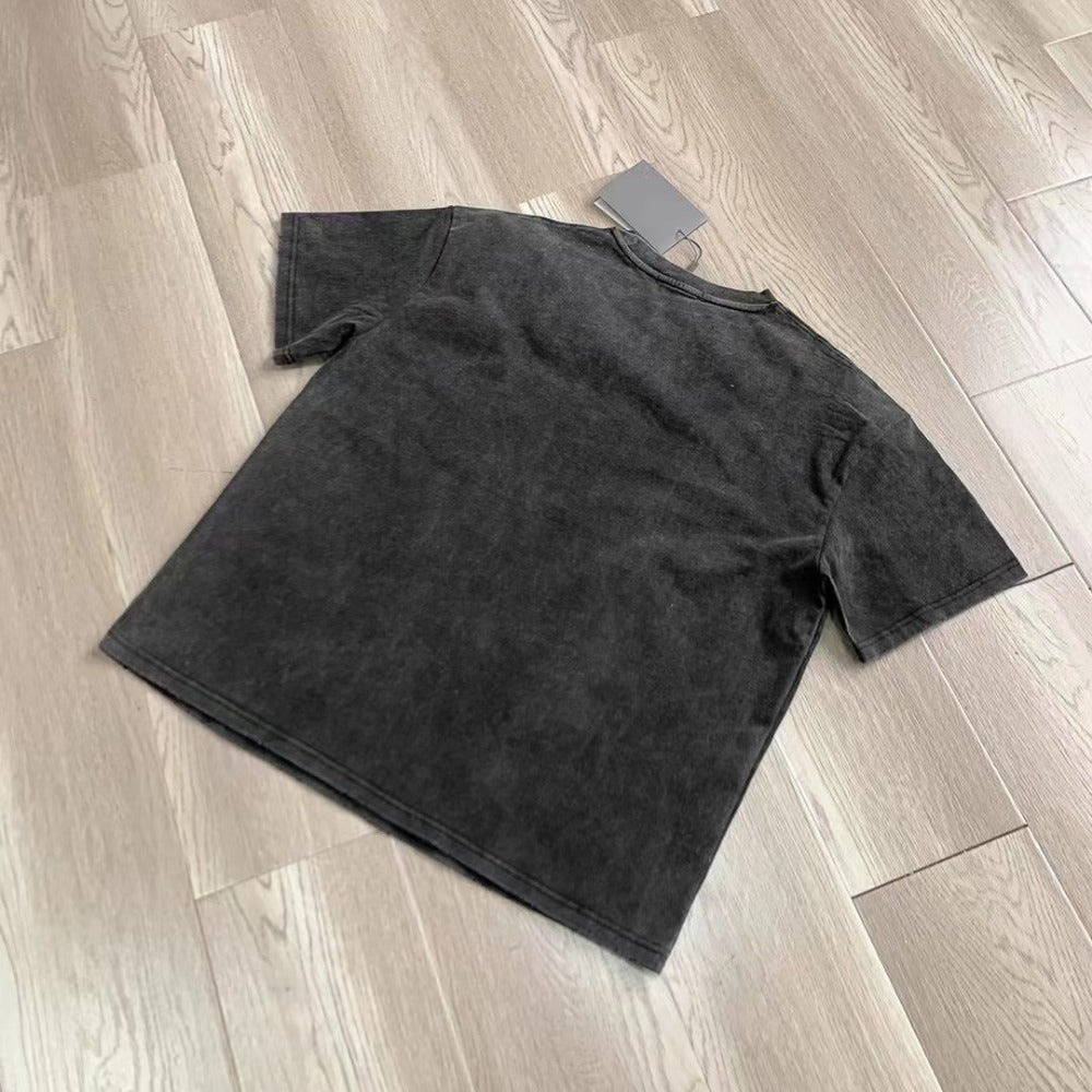 Streetwear Eua t-shirt washed and old short-sleeved men's peace dove print loose crew neck t-shirt