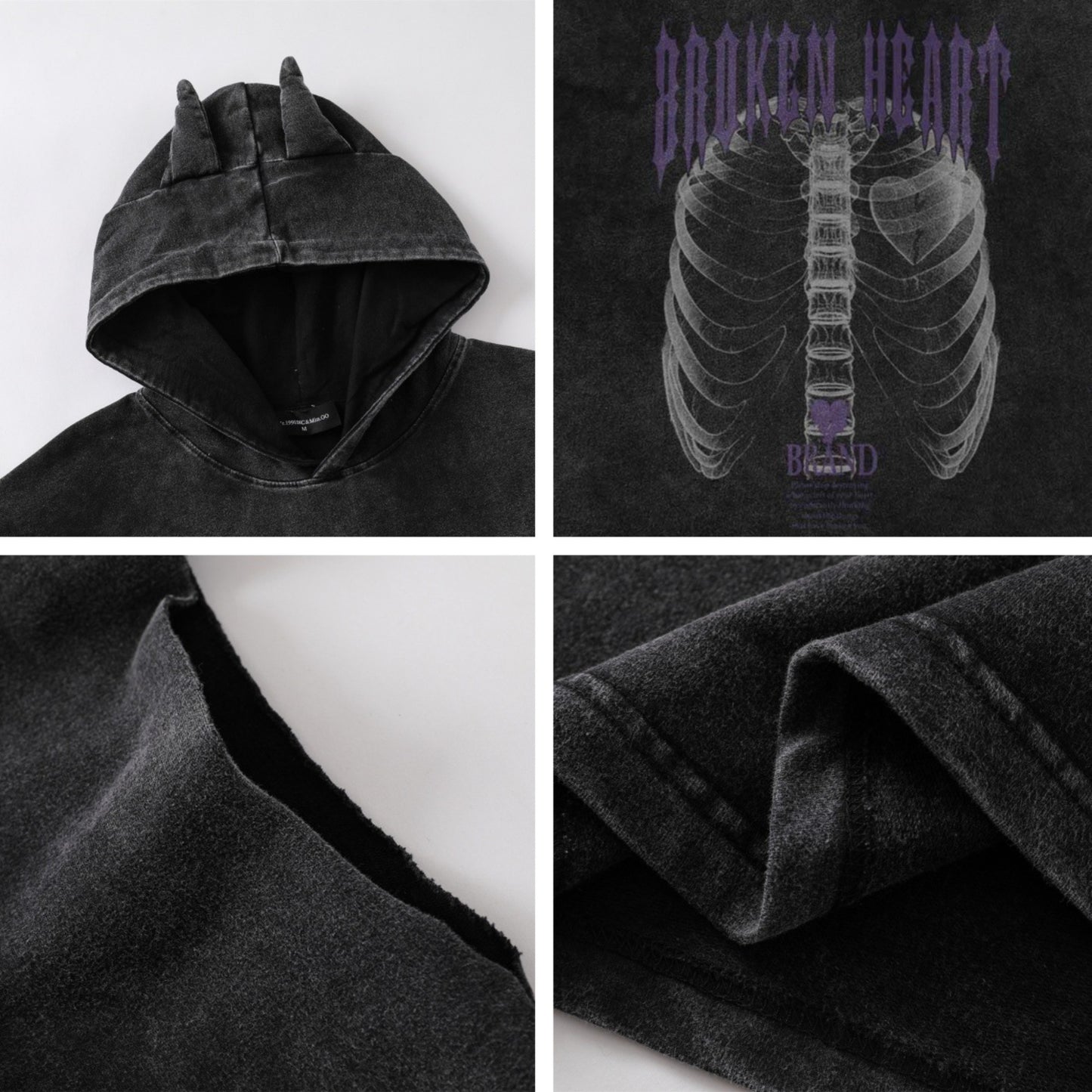 Distorted vintage sleeveless t-shirt loose casual hooded vest