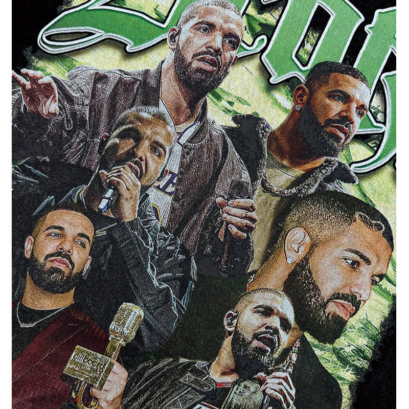Cool t rapper Drake Printed Hip Hop Street Short Sleeve Vintage Washed T-Shirt Loose Top