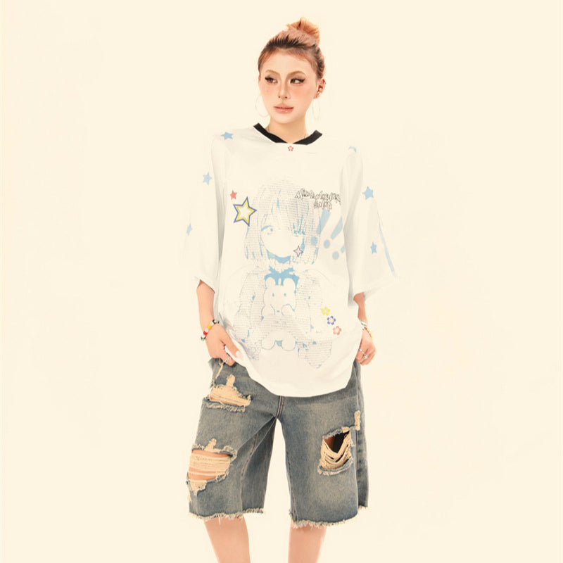 Hip Hop Shirts For Boys Loose Top Graffiti Short Sleeve T-Shirt