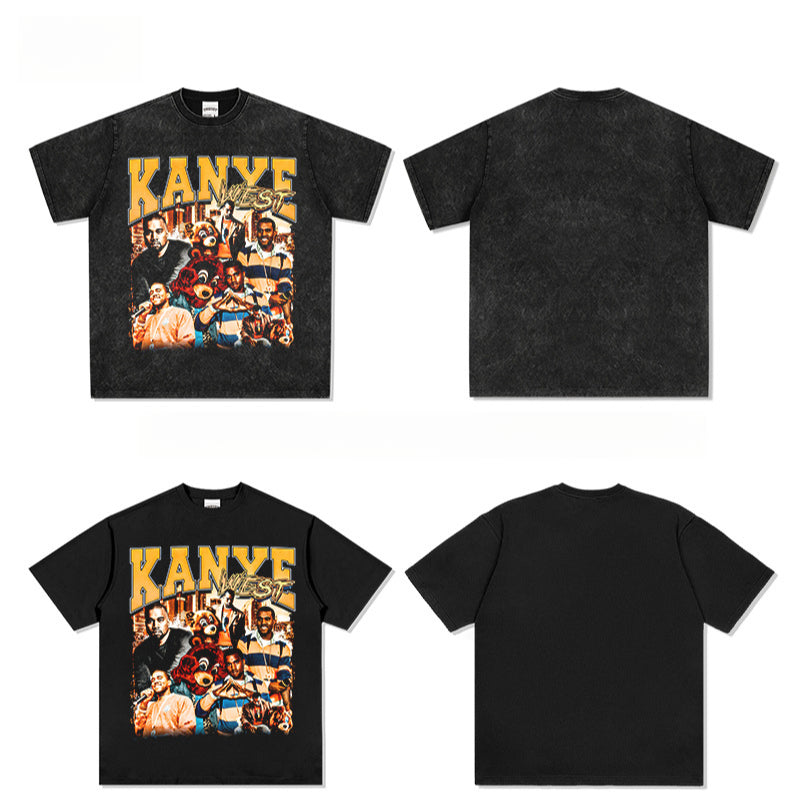 Outfit streetwear vintage hip hop kanye print short sleeve t-shirt