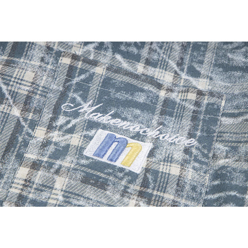 Marcas De Streetwear Plaid Shirt Tie-Dye Summer Loose Casual Short Sleeve T-Shirt