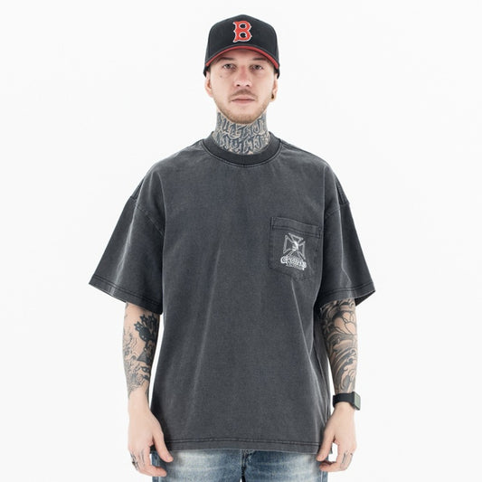 Vic Streetwear Summer Skull Wash Crew Neck Short Sleeve T-Shirt