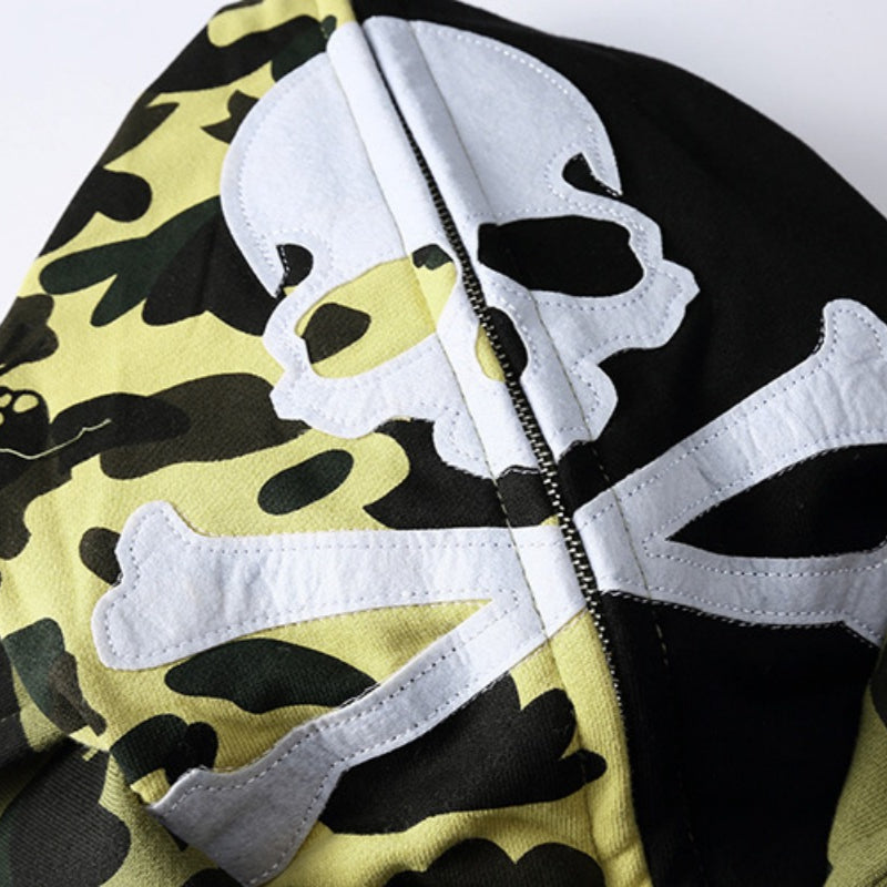 Ape Hoodie Two-Hat Camouflage Hoodie Men's and Women's Hooded Cardigan Shark Sweater Jacket