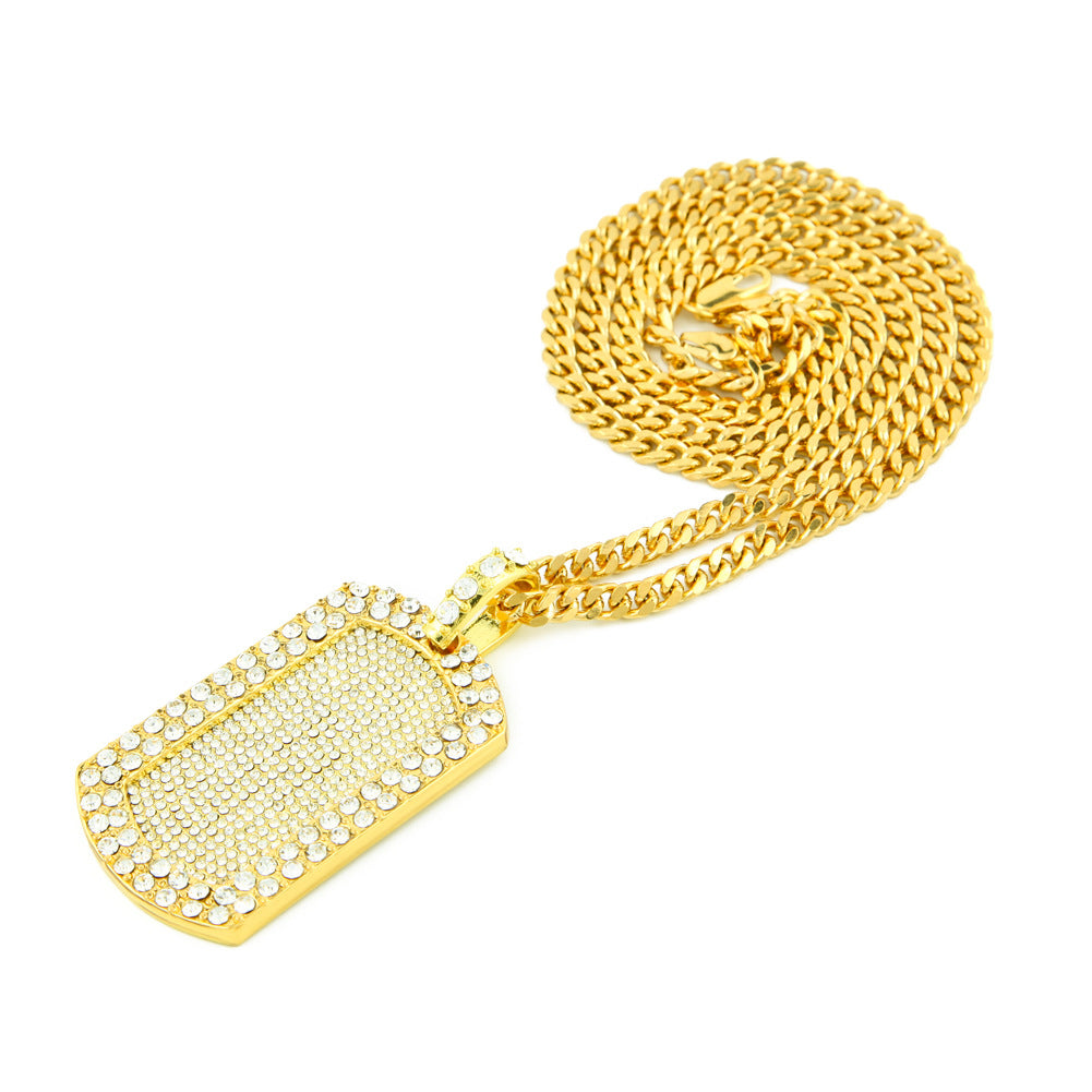 Jewelry Hiphop Diamond Army Pendant Necklace Dog Tags