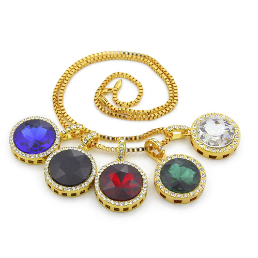 Jewelry Hip Hop Rhinestone Round Jewel Necklace Spectrum St. Valentine's