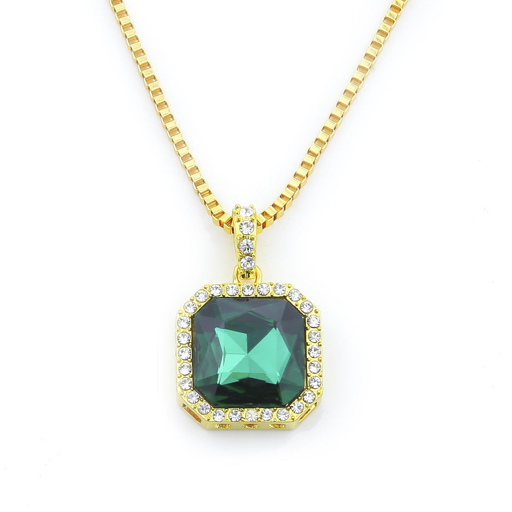 Jewelry Hip Hop Square Rhinestone Necklace