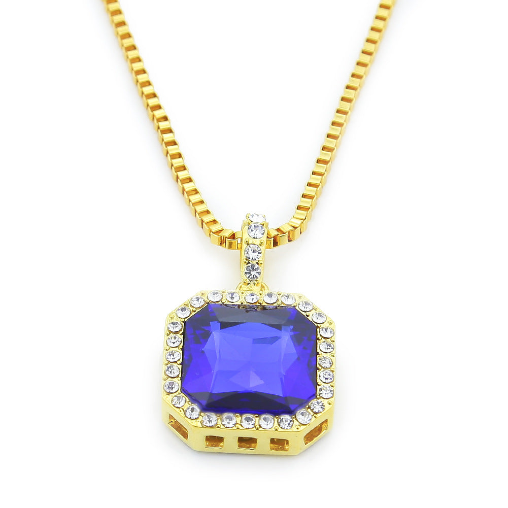 Jewelry Hip Hop Square Rhinestone Necklace
